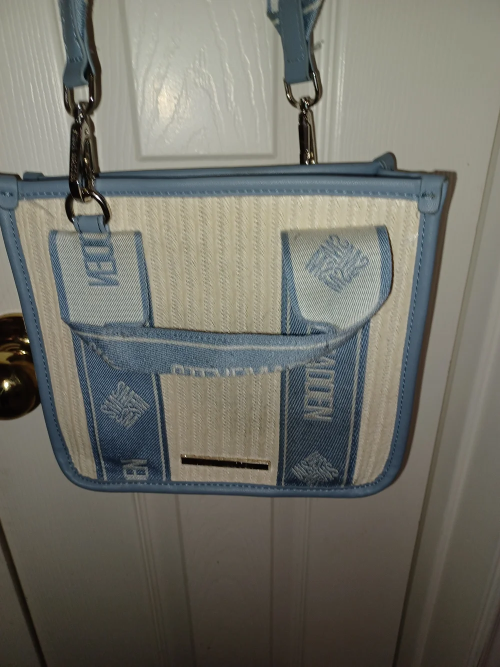 Steve Madden Light Blue and Cream Crossbody Shoulder Bag